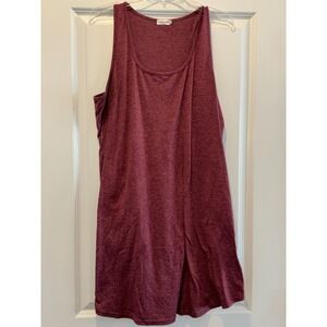 Luckymore Heathered Midi Tunic Dress Womens Maroon Racerback Scoop Neck Casual